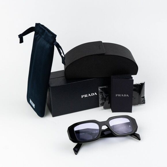 NEW Prada PR17WS 16K40J Black Violet Rectangle Unisex Sunglasses - Picture 9 of 9